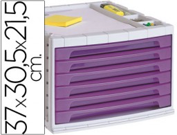 Módulo 6 cajones Q-Connect violeta translúcido